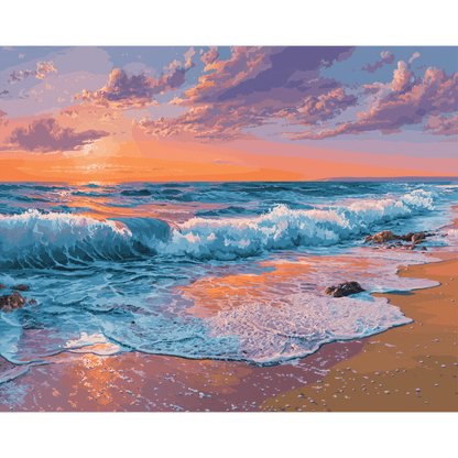 Pink sunset | Paint by Number-Paint by numbers