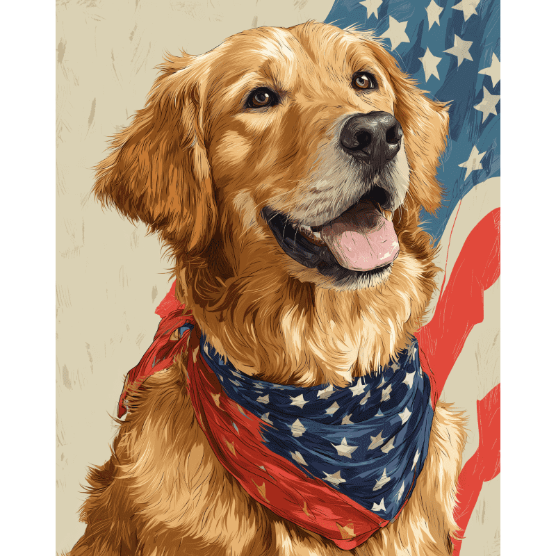 Patriotic dog | Paint by Number-Paint by numbers