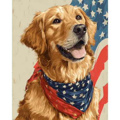 Patriotic dog | Paint by Number-Paint by numbers