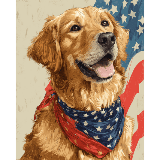 Patriotic dog | Paint by Number-Paint by numbers