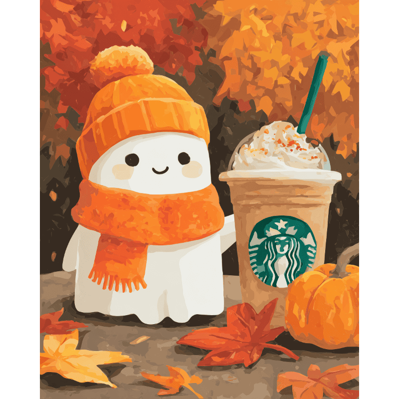 Pumpkin spice ghost | Paint by Number-Paint by numbers