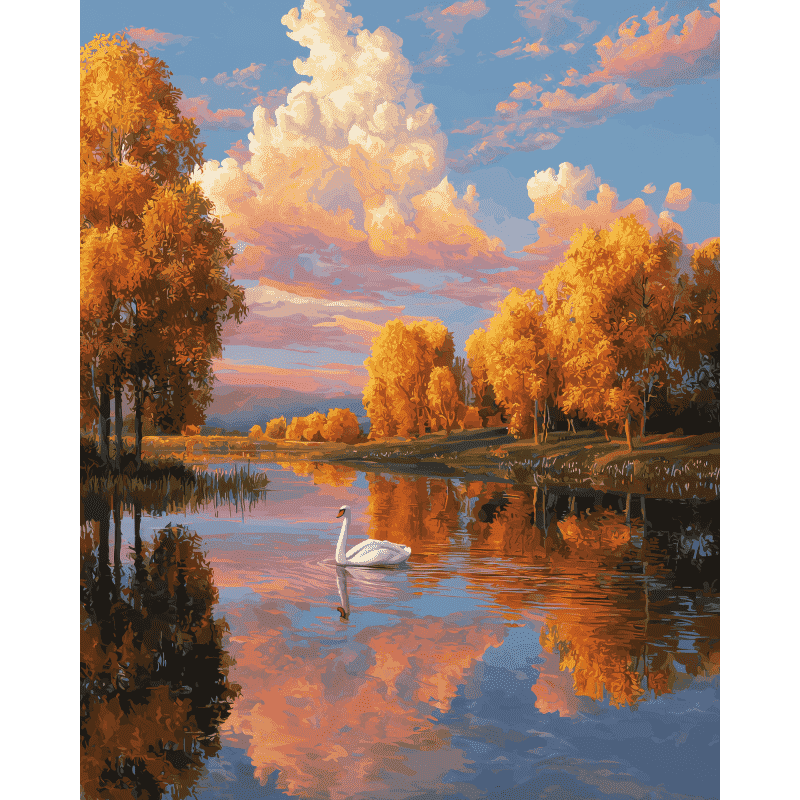 Gliding swan | Paint by Number-Paint by numbers