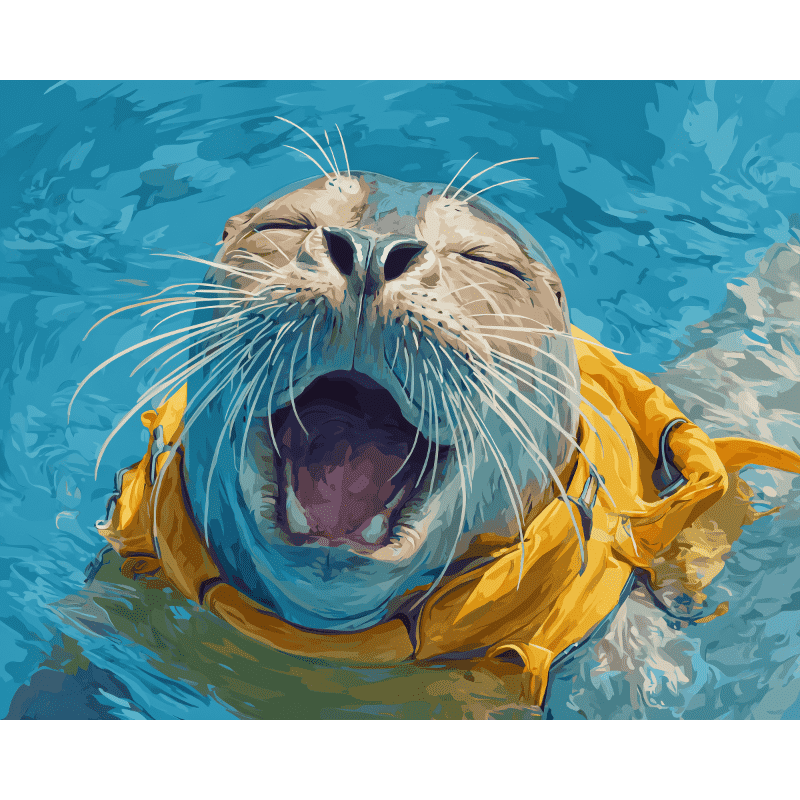 Yawning seal | Paint by Number-Paint by numbers