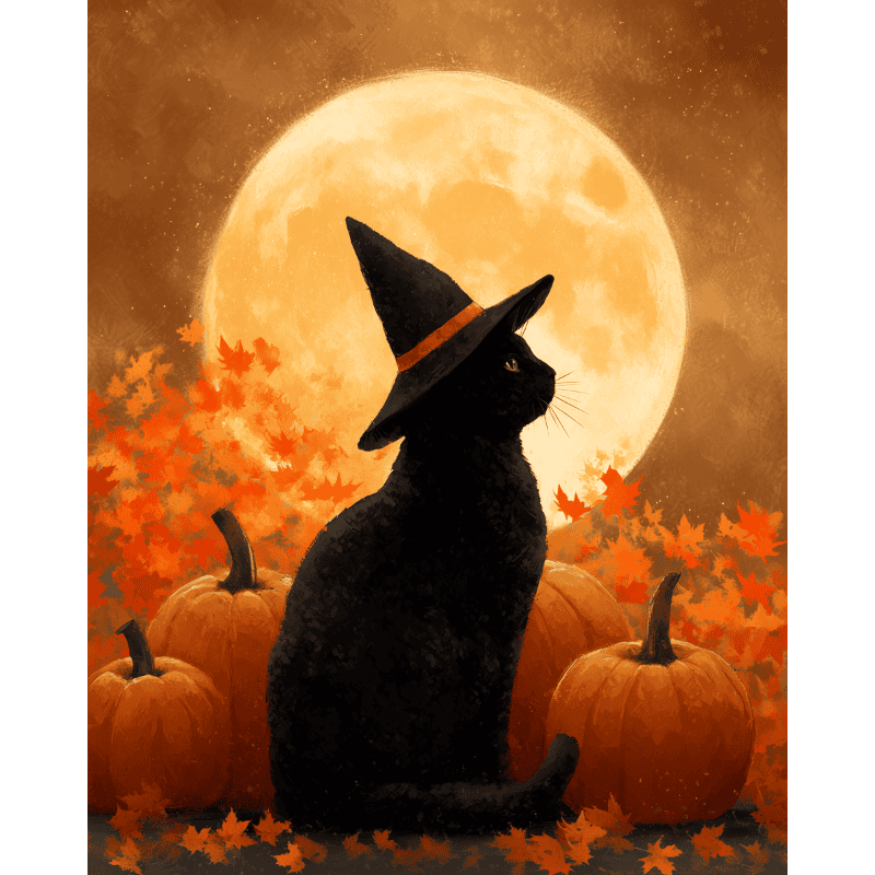 Full moon watcher | Paint by Number-Paint by numbers