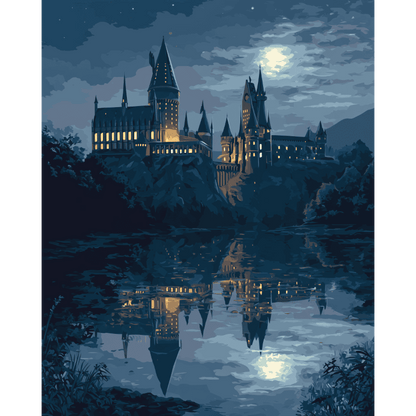 Moonlit castle | Paint by Number-Paint by numbers