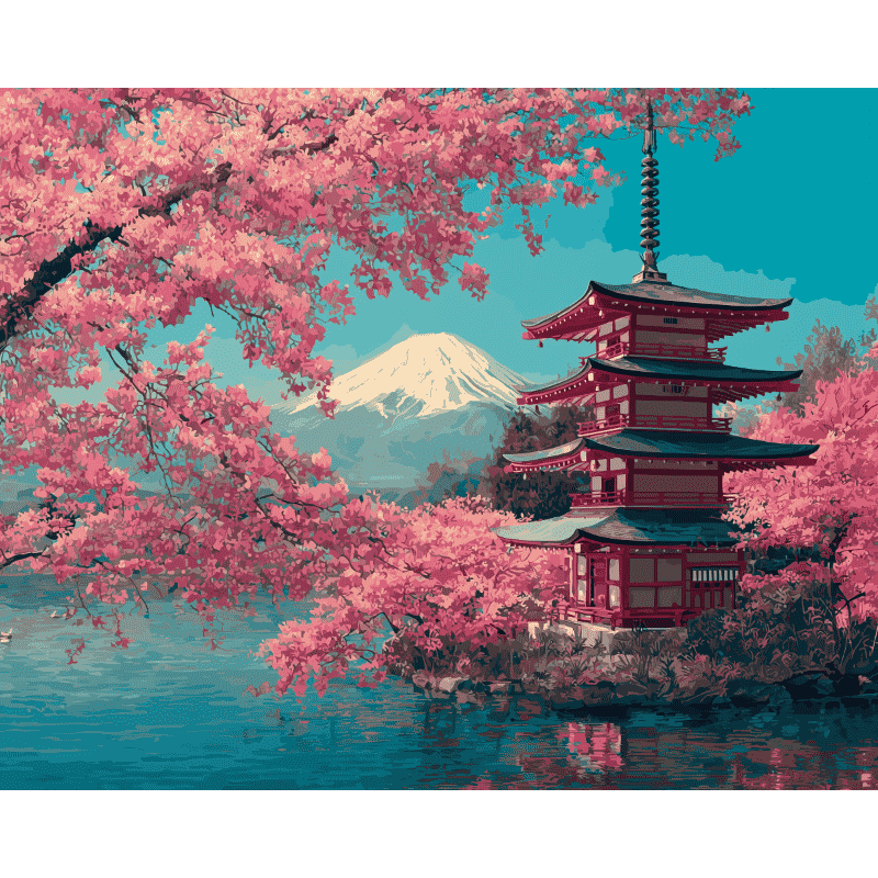Fuji blossoms | Paint by Number-Paint by numbers