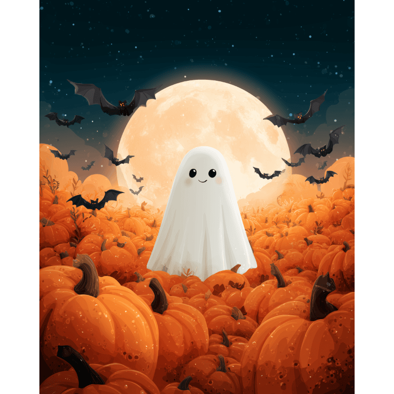 Pumpkin ghost | Paint by Number-Paint by numbers