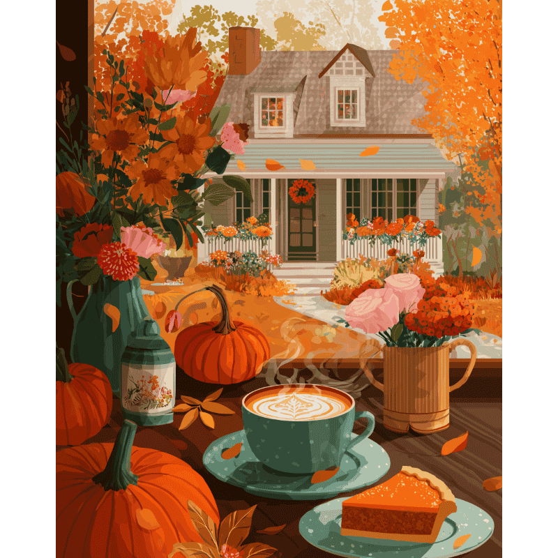 Pumpkins & Pie | Paint by Number-Paint by numbers