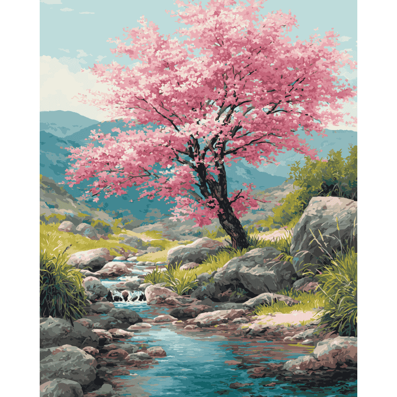Cherry blossom tree | Paint by Number-Paint by numbers