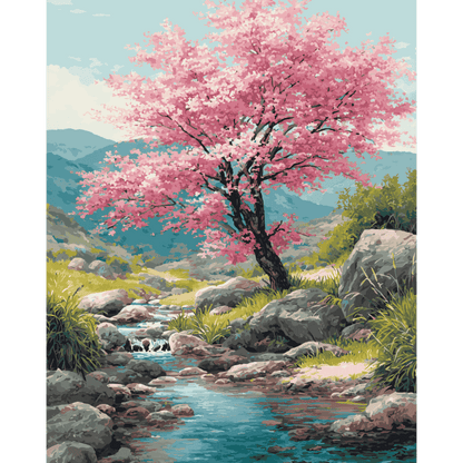 Cherry blossom tree | Paint by Number-Paint by numbers