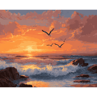 Ocean sunset | Paint by Number-Paint by numbers