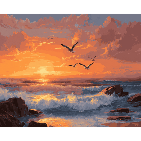 Ocean sunset | Paint by Number-Paint by numbers
