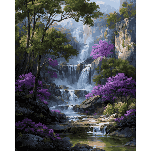 Purple waterfall | Paint by Number-Paint by numbers