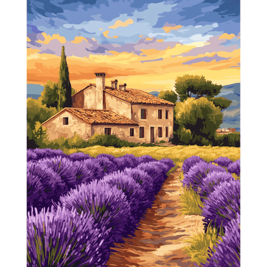 Lavender field in France | Paint by Number-Paint by numbers