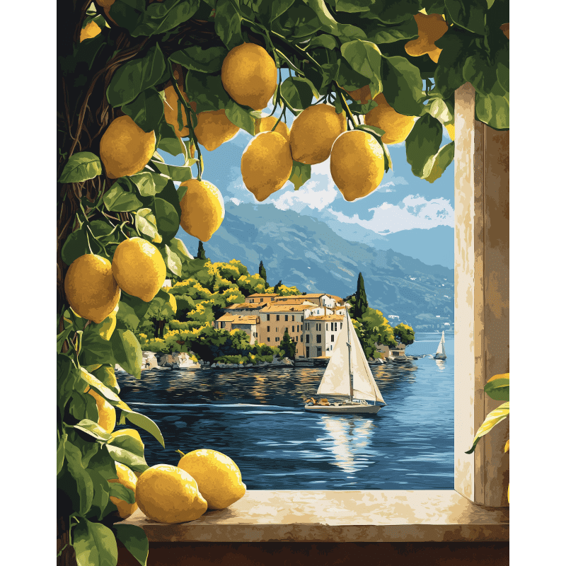 Lemons at the window | Paint by Number-Paint by numbers