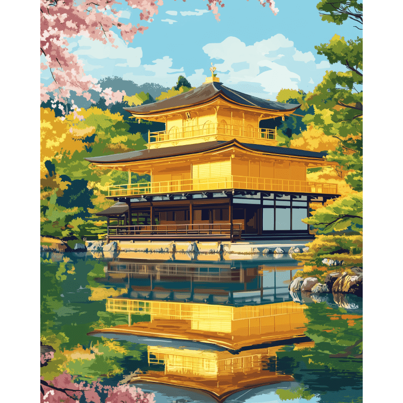 Kinkaku-Ji Temple in Kyoto | Paint by Number-Paint by numbers
