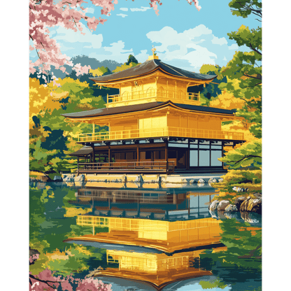 Kinkaku-Ji Temple in Kyoto | Paint by Number-Paint by numbers