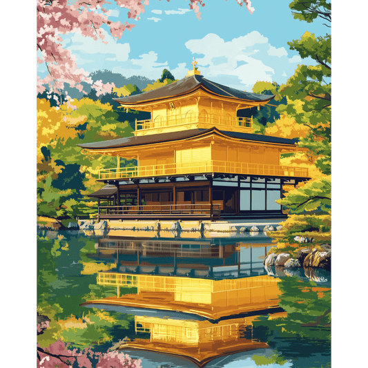 Kinkaku-Ji Temple in Kyoto | Paint by Number-Paint by numbers