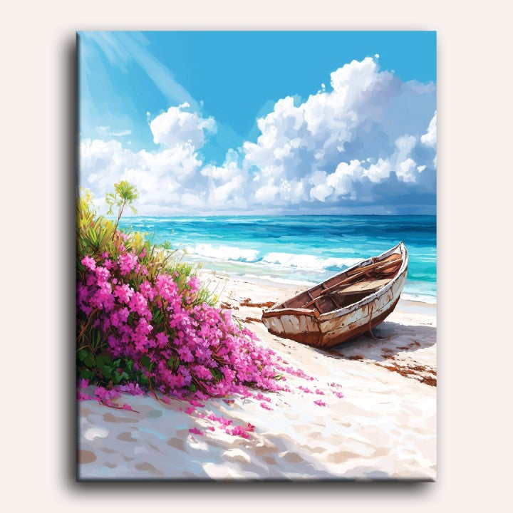Rusty Boat at the Beach | Paint by Number