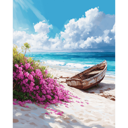 Rusty Boat at the Beach | Paint by Number-Paint by numbers