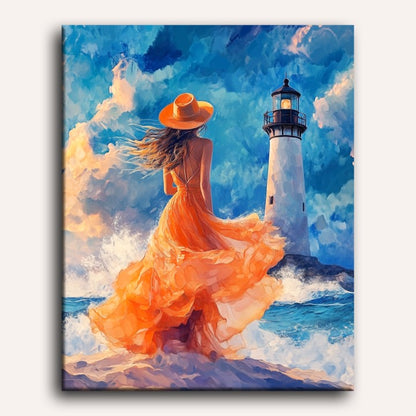 Woman at the Lighthouse | Paint by Number
