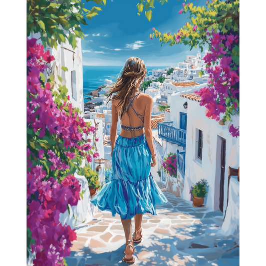 A Walk in Santorini | Paint by Number-Paint by numbers