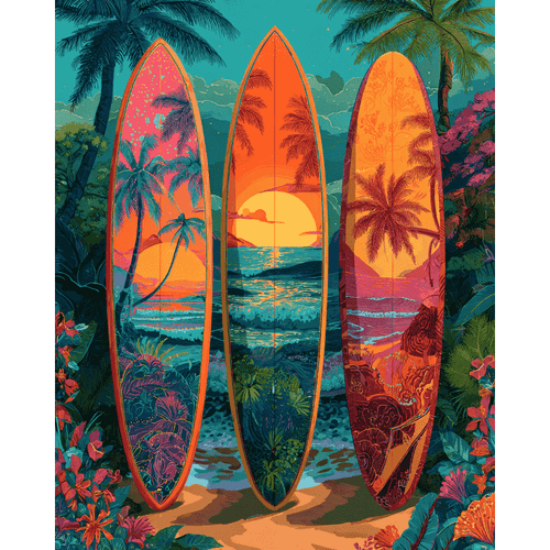 Colorful surfboards | Paint by Number