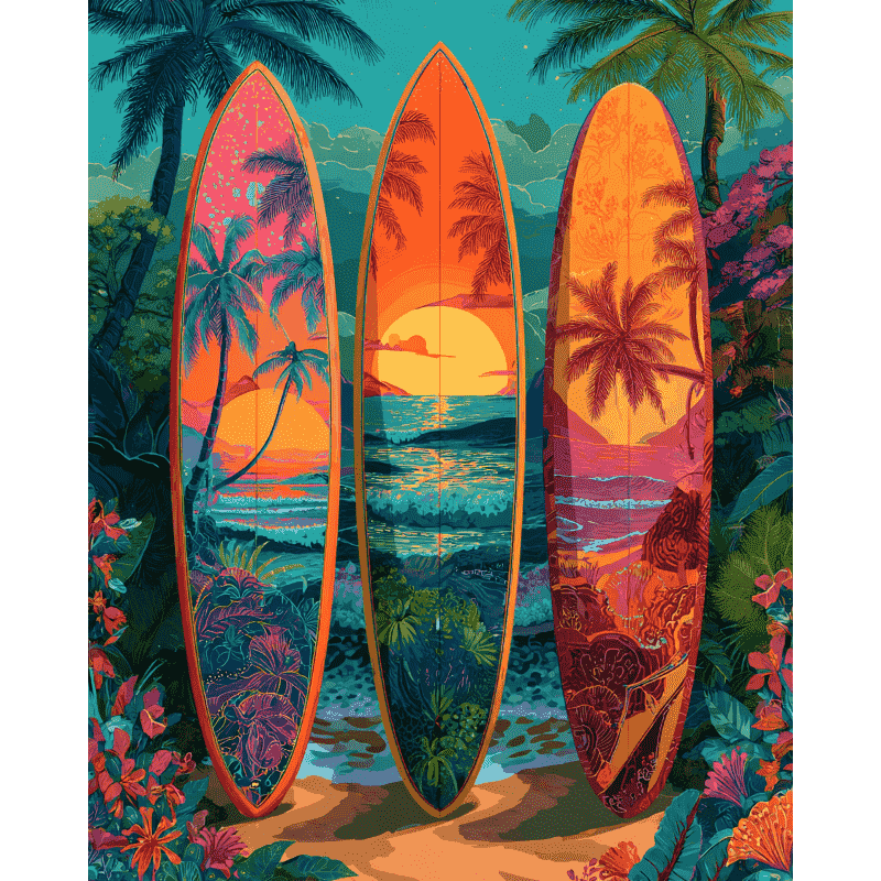 Colorful surfboards | Paint by Number