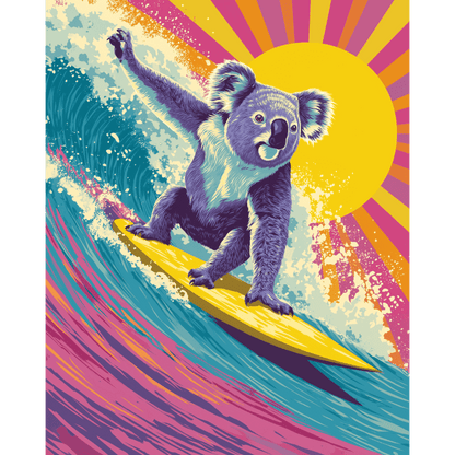 Surfing Koala | Paint by Number-Paint by numbers