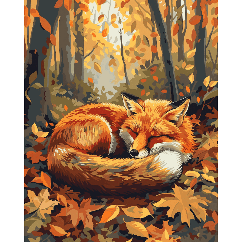 Sleeping Fox | Paint by Number-Paint by numbers