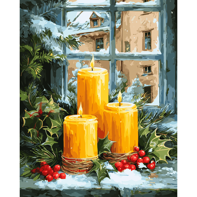 Christmas Candles | Paint by Number-Paint by numbers
