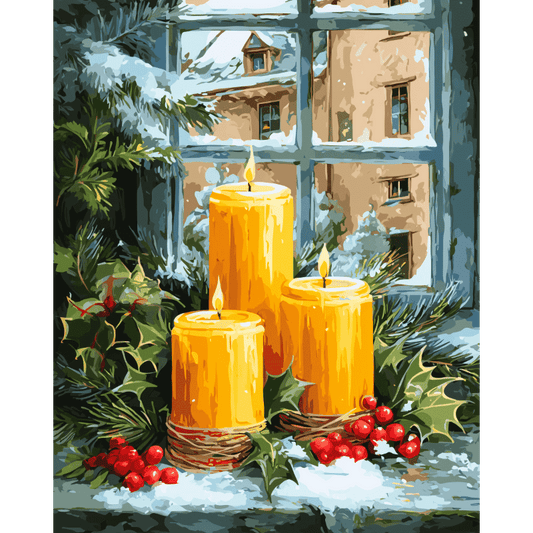 Christmas Candles | Paint by Number-Paint by numbers
