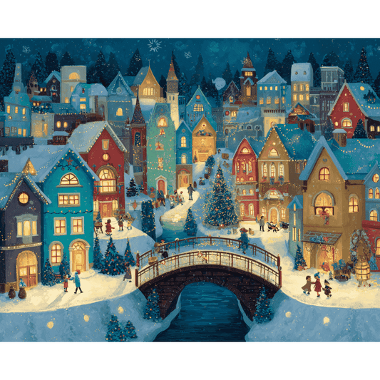 Festive Village | Paint by Number-Paint by numbers