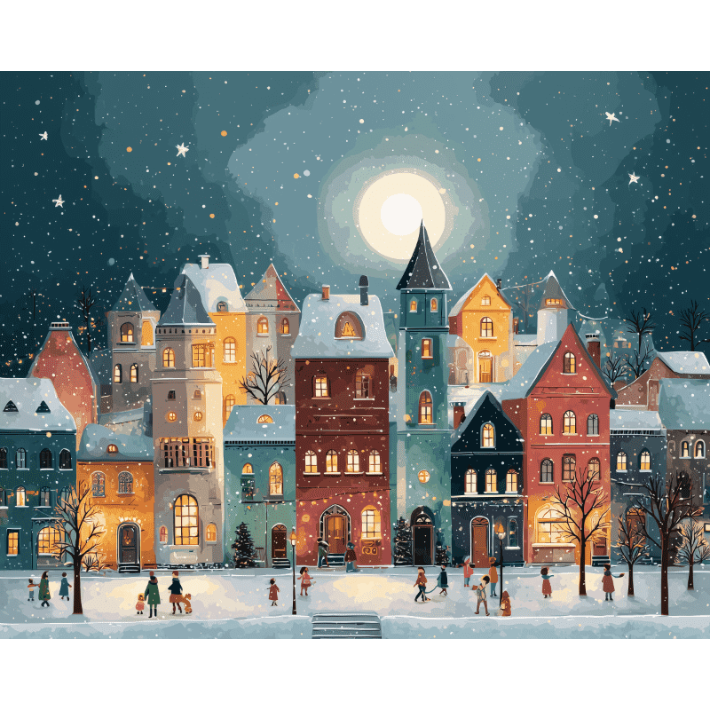 Christmas Town | Paint by Number-Paint by numbers