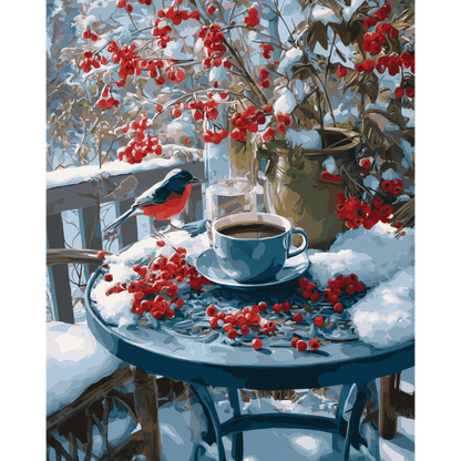 A snowy terrace | Paint by Number-Paint by numbers