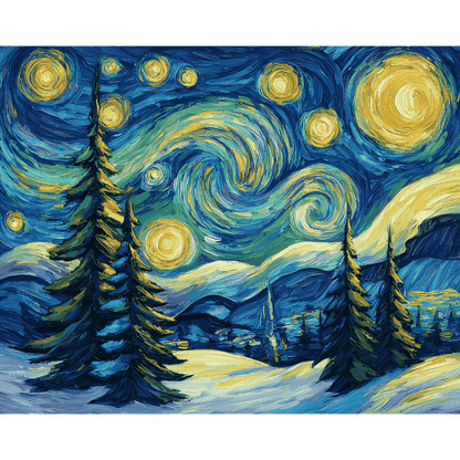 The Starry Night Christmas | Paint by Number-Paint by numbers