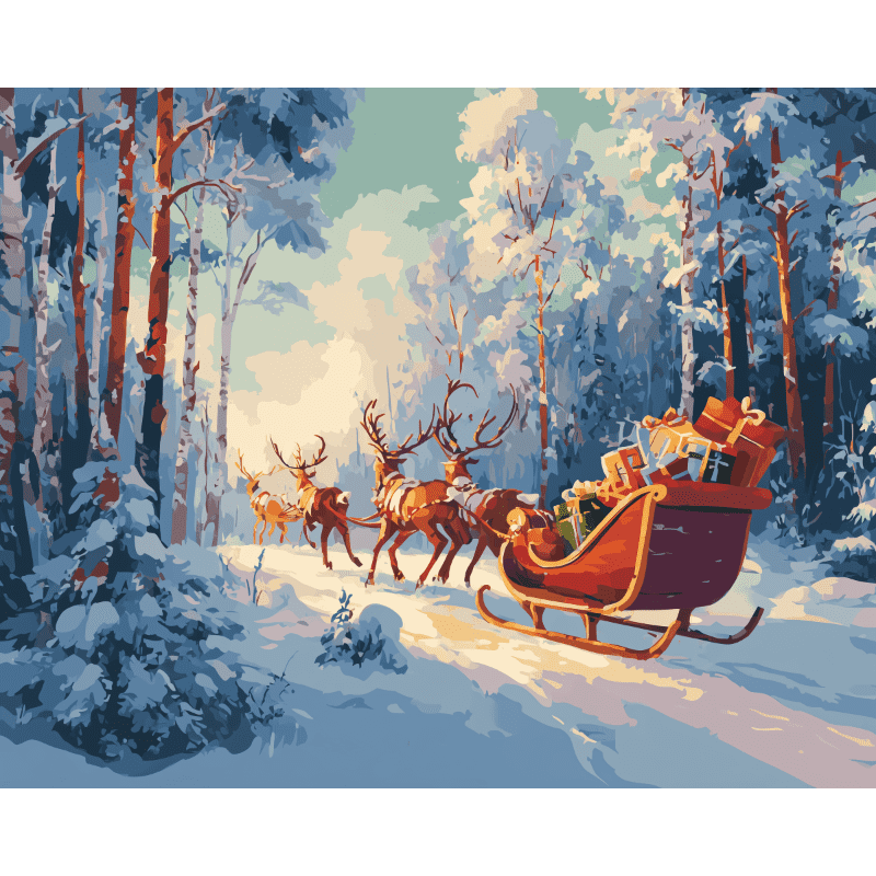 Sleigh with Presents | Paint by Number-Paint by numbers