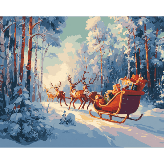 Sleigh with Presents | Paint by Number-Paint by numbers