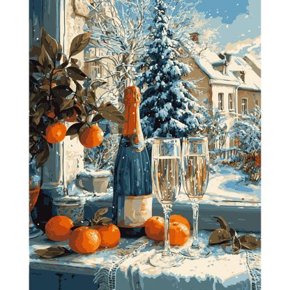 Christmas Champagne | Paint by Number-Paint by numbers