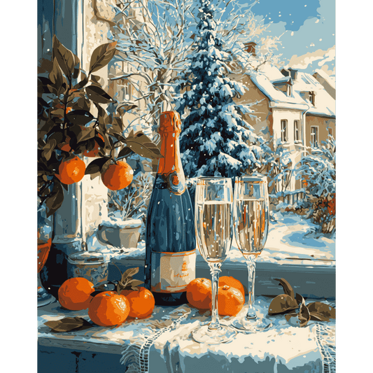 Christmas Champagne | Paint by Number-Paint by numbers