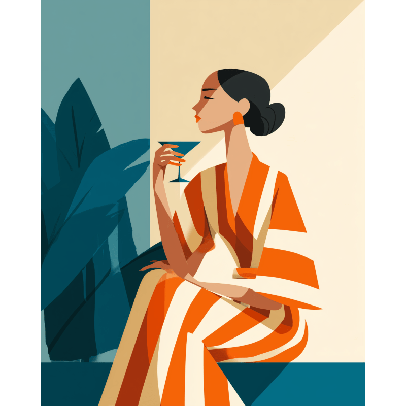 Woman in Orange | Paint by Number-Paint by numbers