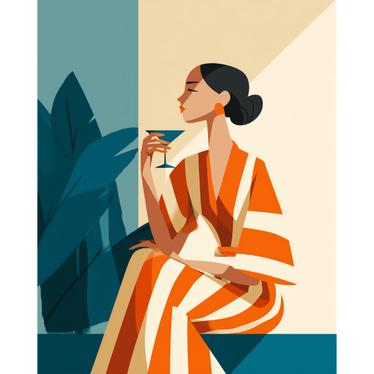 Woman in Orange | Paint by Number-Paint by numbers