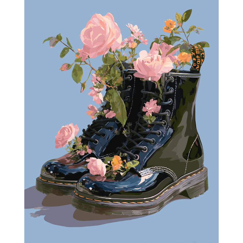 Wildflowers in Boots | Paint by Number-Paint by numbers