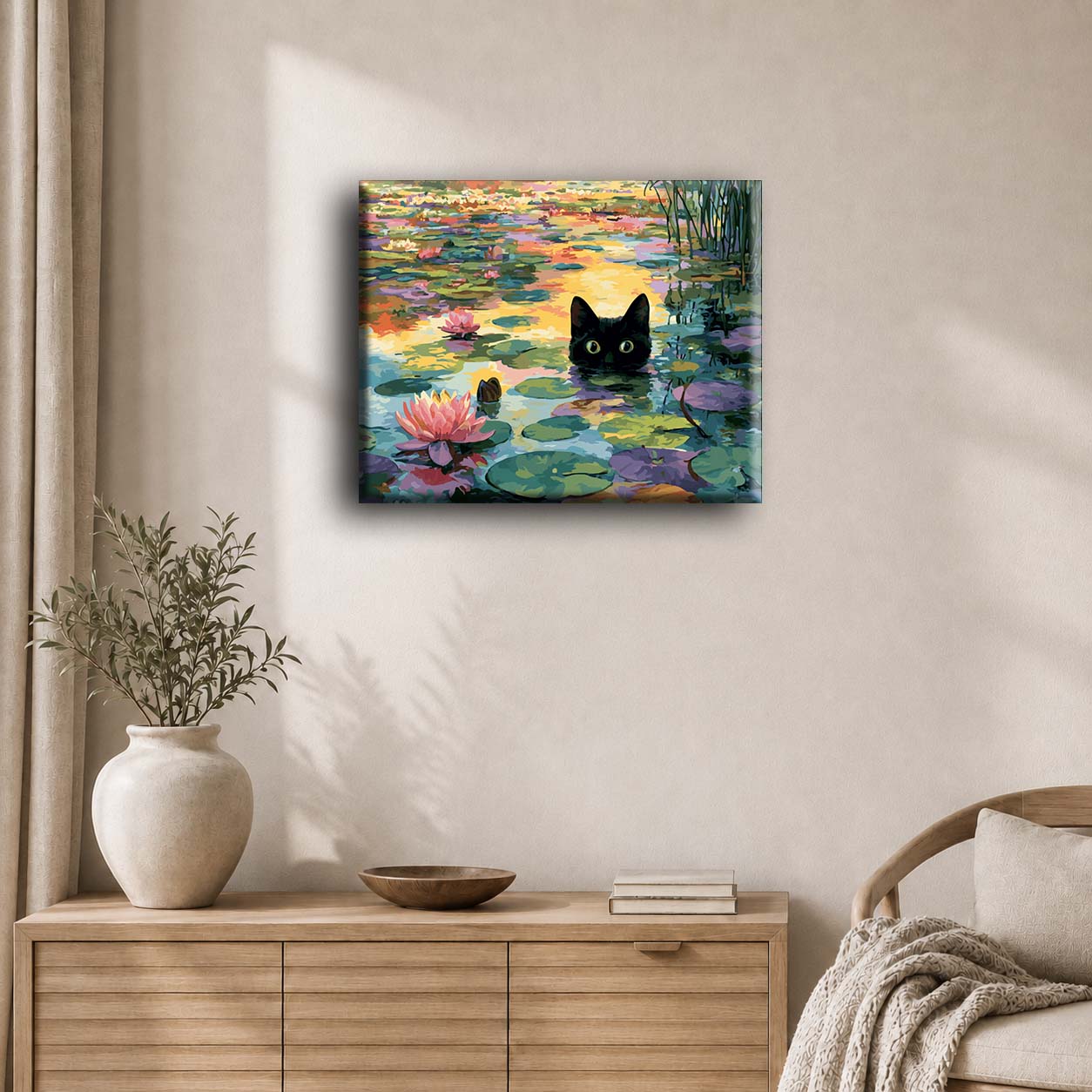 Un chat Nénuphars | Peinture à numéros