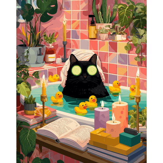 Relaxing Black Cat | Paint by Number-Paint by numbers