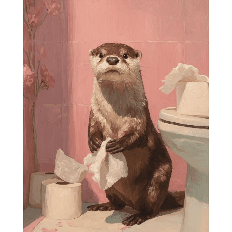 Otter in the toilet | Paint by Number-Paint by numbers