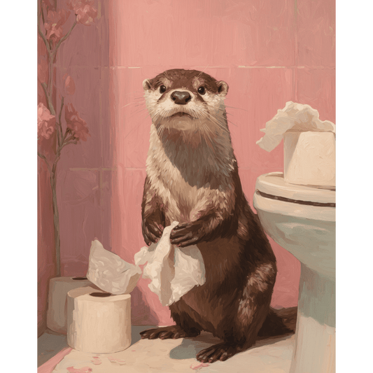 Otter in the toilet | Paint by Number-Paint by numbers