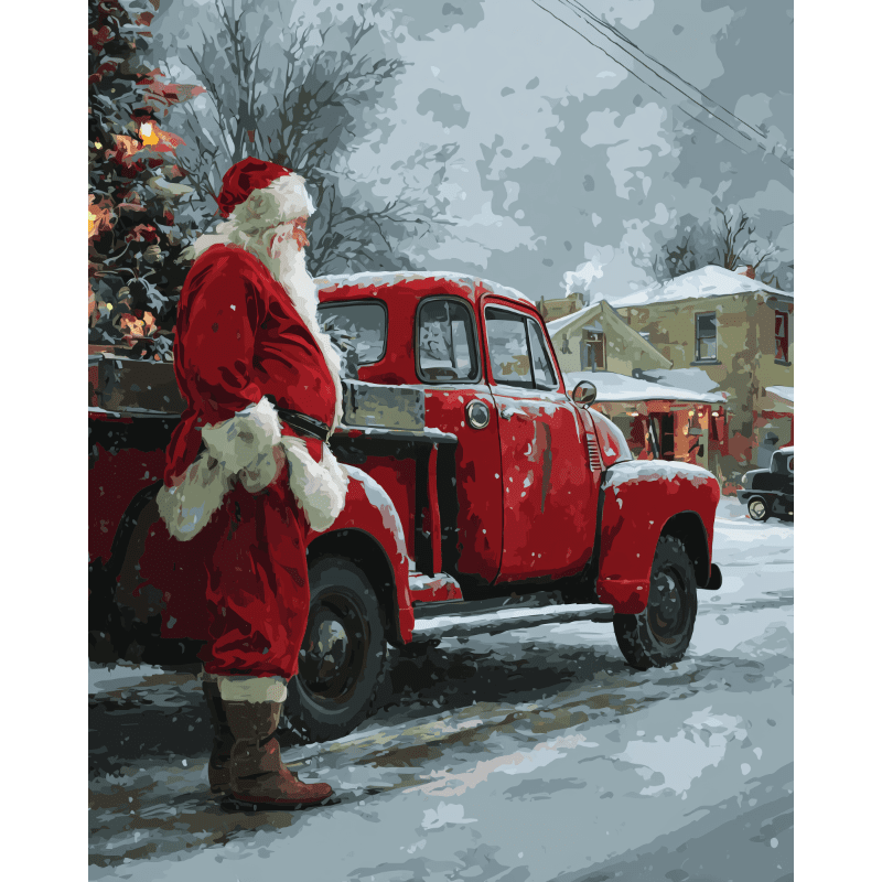Santa’s Red Ride | Paint by Number-Paint by numbers