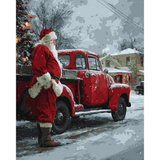 Santa’s Red Ride | Paint by Number-Paint by numbers