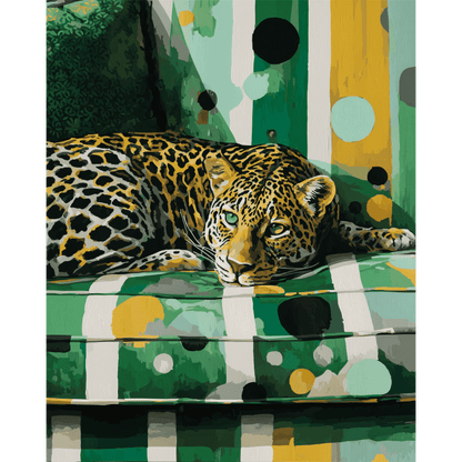 Leopard on sofa | Paint by Number-Paint by numbers